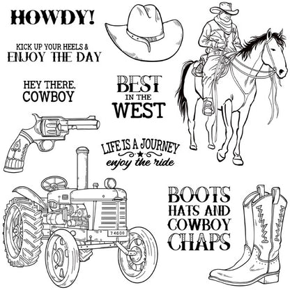 Cool Cowboy Tractor and Boots Clear Stamps