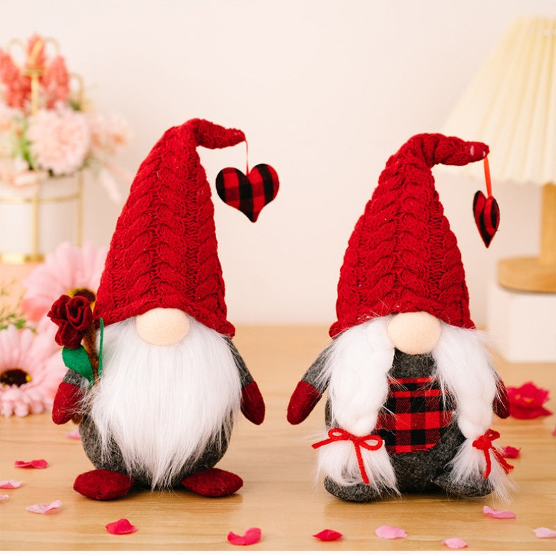 Valentine's Day Red Knit Cap Gnome Doll Ornaments