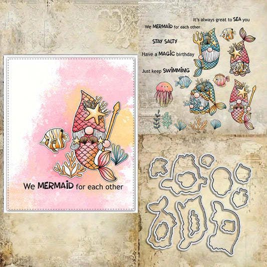 Cute Mermaid Gnomes Dies & Stamps Set