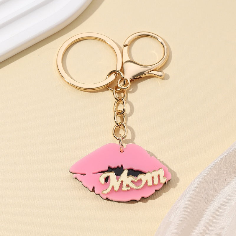 "MOM "Words & Lips Keychain