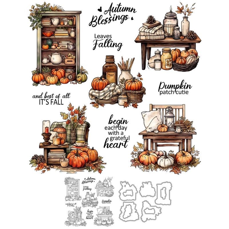 Fall Harvest Pumpkin Cupboard Dies & Stamps Set