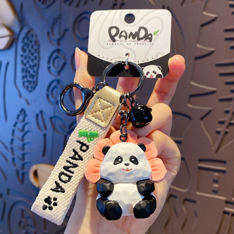 Creative Wood Carving Style Panda Keychain