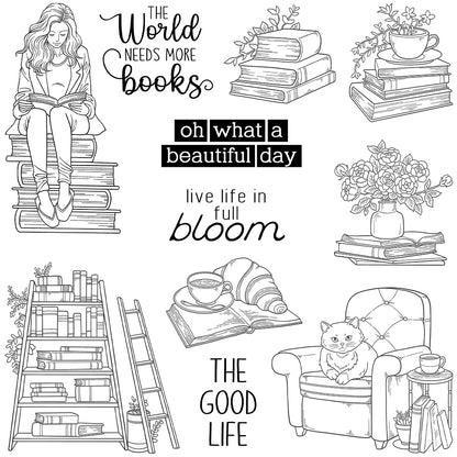 Soft Home and Reading Girl Dies & Stamps Set