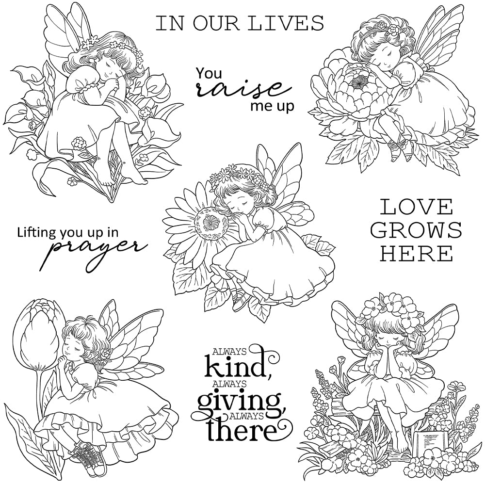 Cute Little Flowers Fairy Girls Dies & Stamps Set