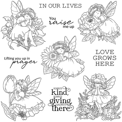 Cute Little Flowers Fairy Girls Dies & Stamps Set