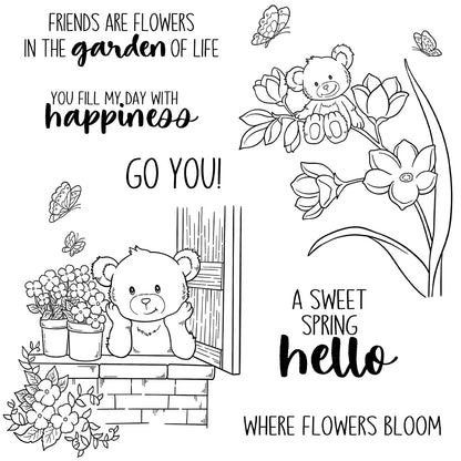 Bear and Flowers Dies & Stamps Set