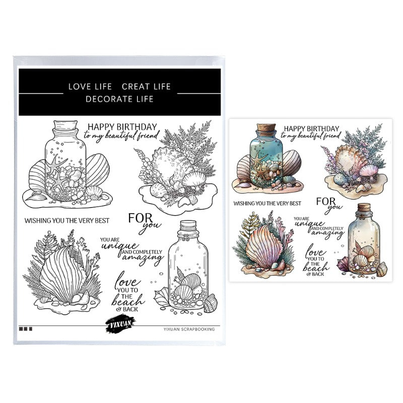 Sea Shells And Wishing Bottle Clear Stamps