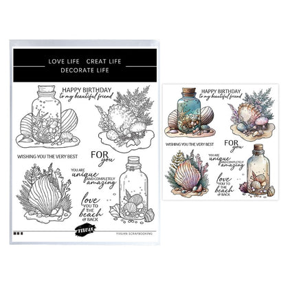 Sea Shells And Wishing Bottle Clear Stamps