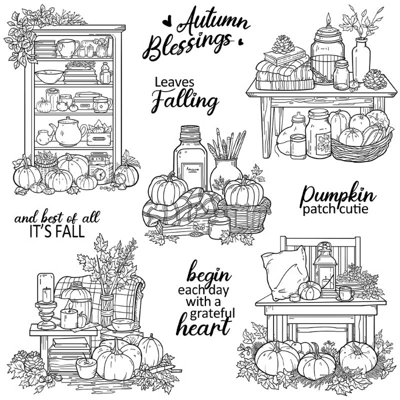 Fall Harvest Pumpkin Cupboard Dies & Stamps Set