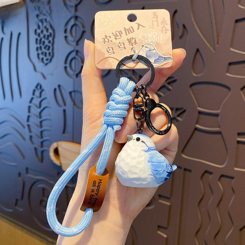 Creative Handmade Wood Carving Bird Keychain