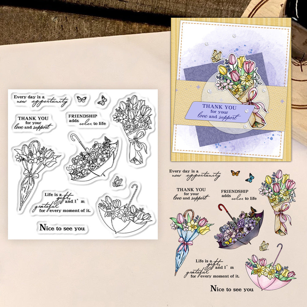 Umbrella Bouquet Clear Stamps