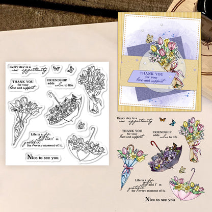 Umbrella Bouquet Clear Stamps