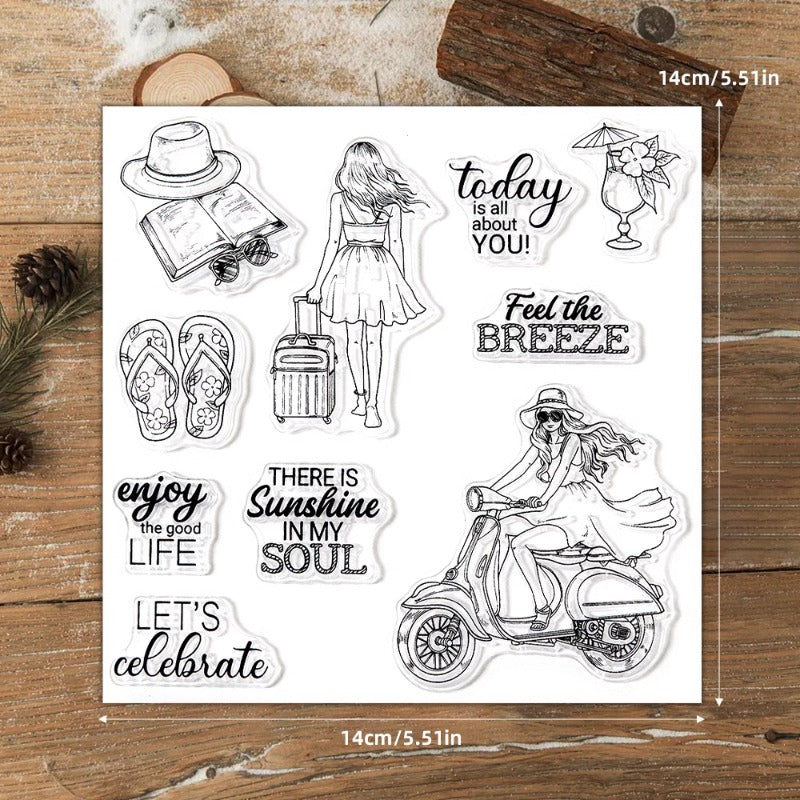 Women's Summer Vacation Clear Stamps