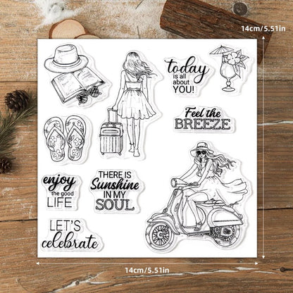 Women's Summer Vacation Clear Stamps