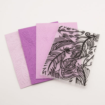 DIY Feathers Plastic Embossing Folders