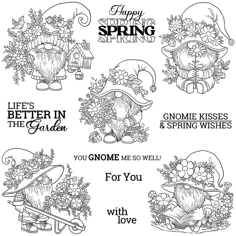 Spring Sunflower Gnome Dies & Stamps Set