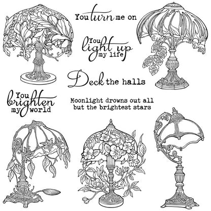 Retro Ornate Table Lamps Dies & Stamps Set