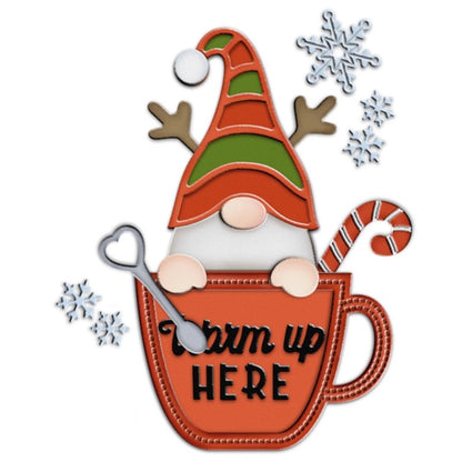 Cute Christmas Gnome Cup Metal Cutting Dies