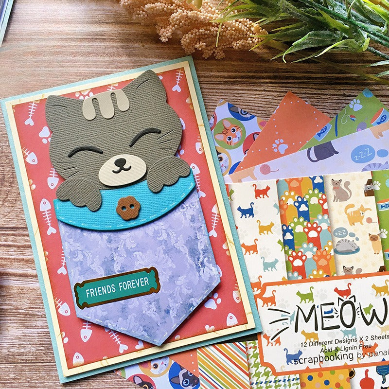 Cute Cat Meow Pocket Metal Cutting Dies