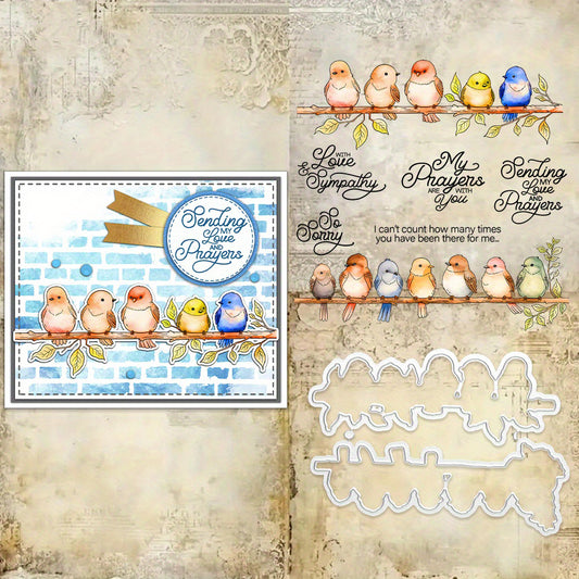 Cartoon Birds Party Dies & Stamps Set