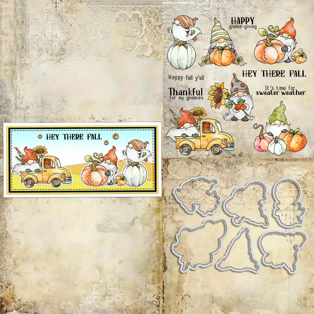 Thanksgiving Gnome Pumpkins Dies & Stamps Set