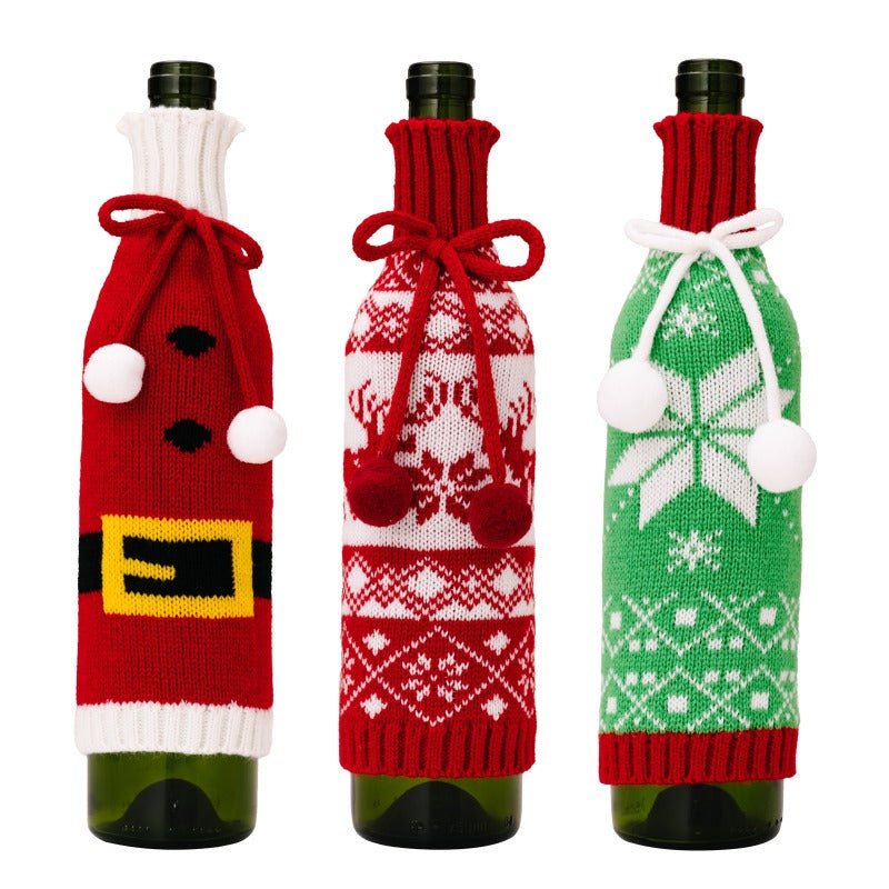 Christmas Knitted Wine Bottle Cover Decorations