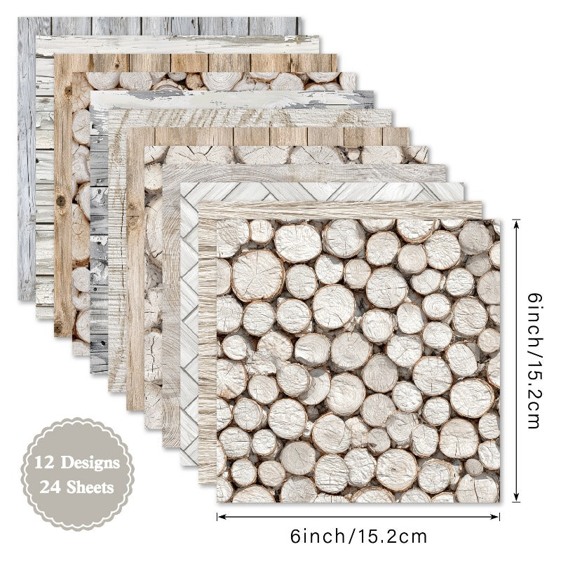24PCS 6" Stump Scrapbook Paper & Cardstock