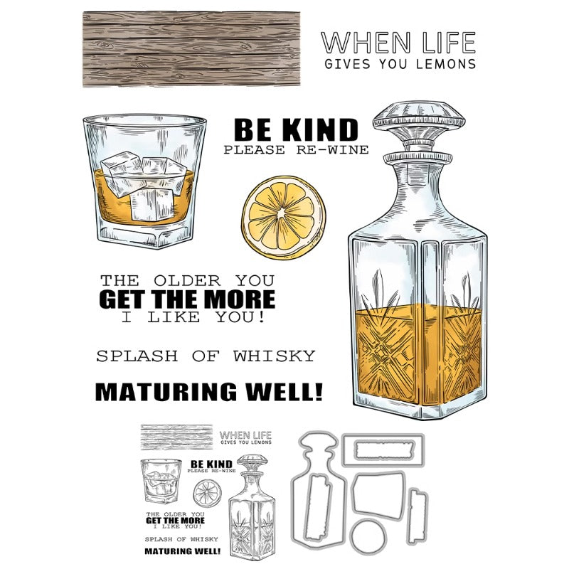 Summer Refreshing Liquor Whiskey Dies & Stamps Set