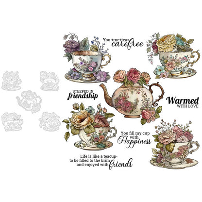 Vintage Teacup & Rose Dies & Stamps Set