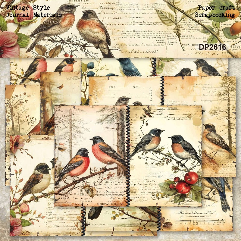 A5 Vintage Birds Journal Scrapbook Paper