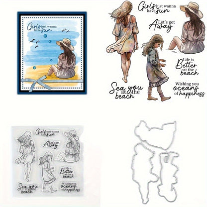 Beautiful Girls On The Beach Dies & Stamps Set