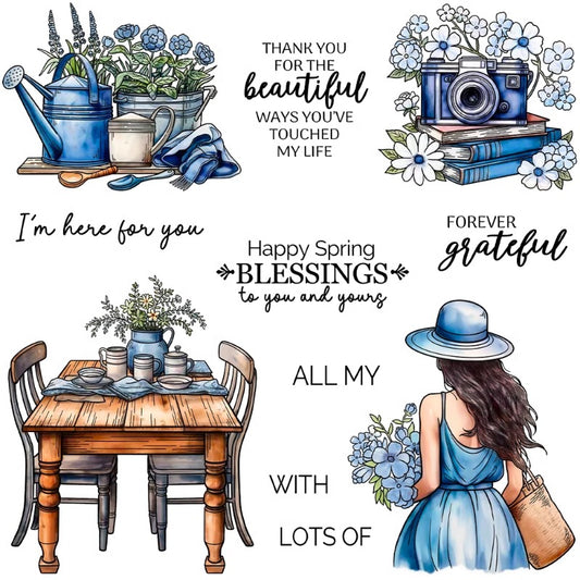 Beautiful Women and Flowers Clear Stamps