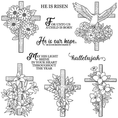 Flower Cross Clear Stamps