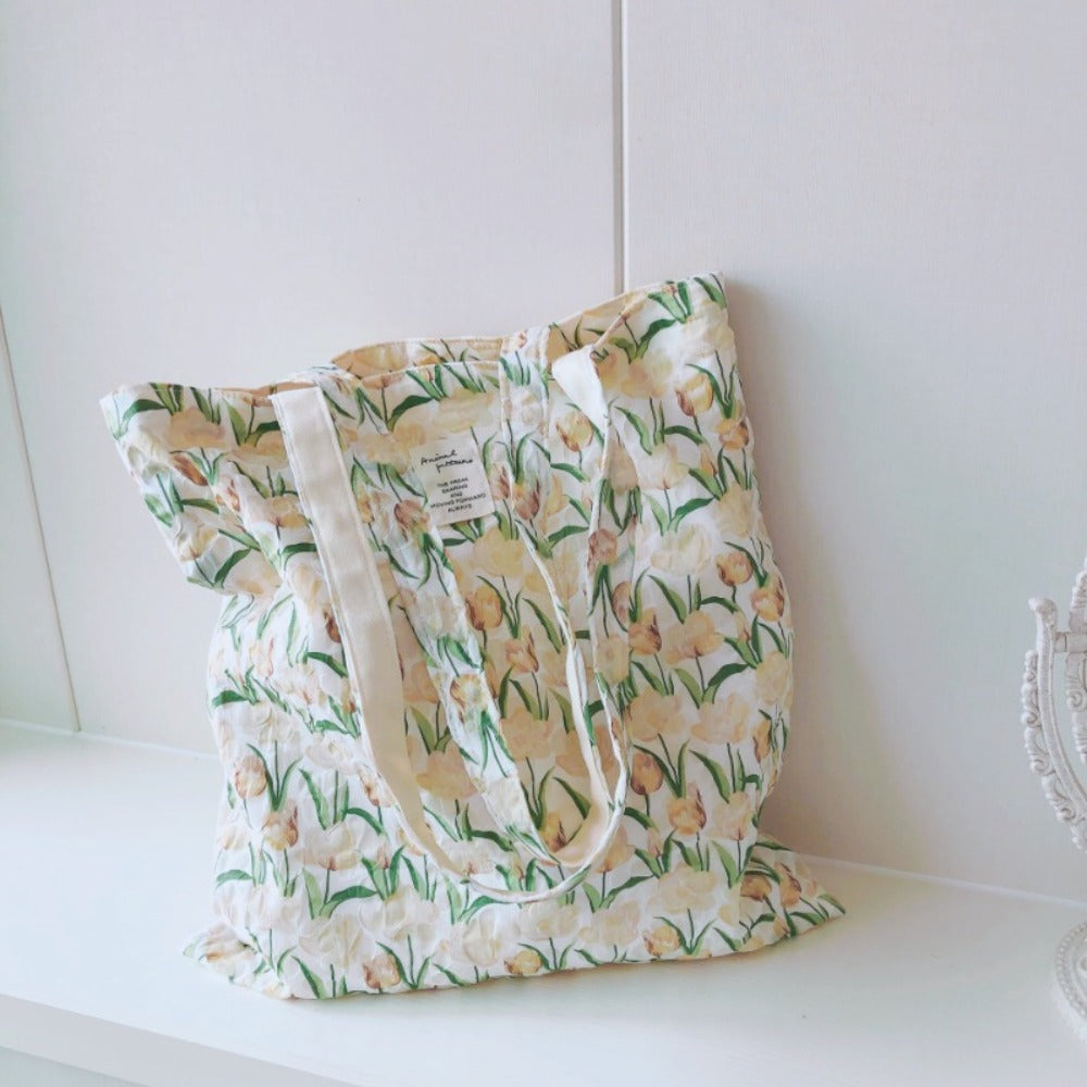 Tulip Pattern Canvas Shoulder Bag