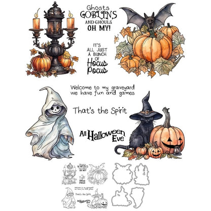 Halloween Pumpkin Ghost Bat Dies & Stamps Set