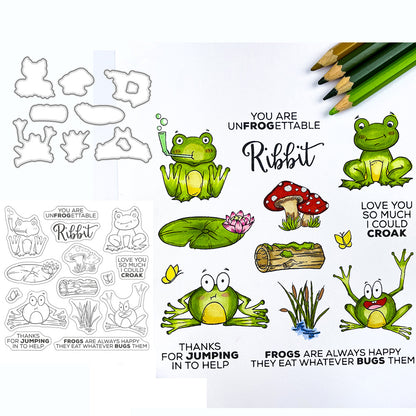 Cute Frog Dies & Stamps Set