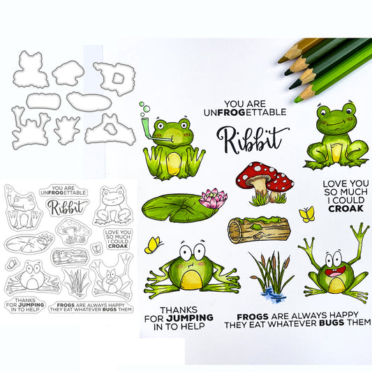 Cute Frog Dies & Stamps Set