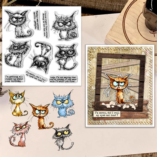 Funny Angry Cats Dies & Stamps Set