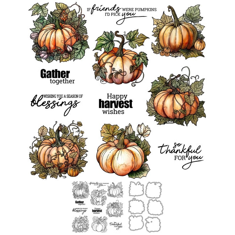 Autumn Harvest Of Pumpkins Dies & Stamps Set