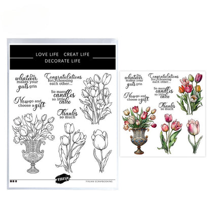 Beautiful Tulip Dies & Stamps Set