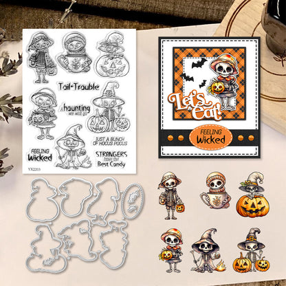 Halloween Skull Pumpkin Dies & Stamps Set