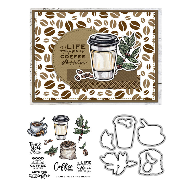 Coffee Beans & Coffee Cup Dies & Stamps Set