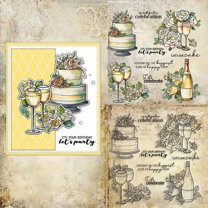 Party Cake Wine Champagne Clear Stamps