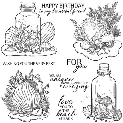 Sea Shells And Wishing Bottle Clear Stamps