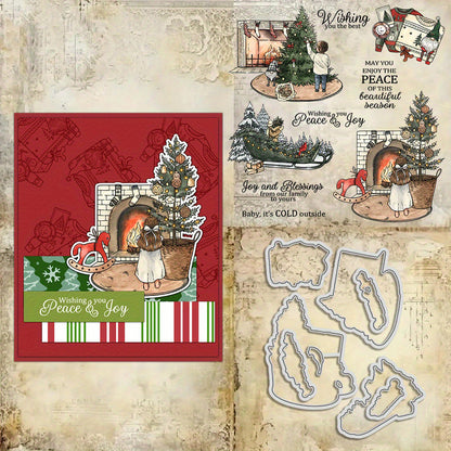 Winter House Christmas Tree Dies & Stamps Set