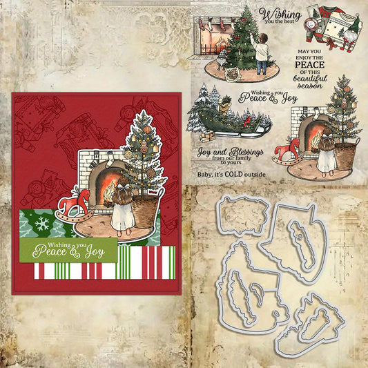 Winter House Christmas Tree Dies & Stamps Set