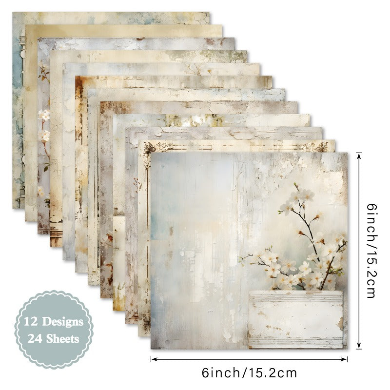 24PCS 6" Weathered Grace Scrapbook Paper & Cardstock
