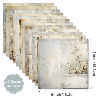 24PCS 6" Weathered Grace Scrapbook Paper & Cardstock