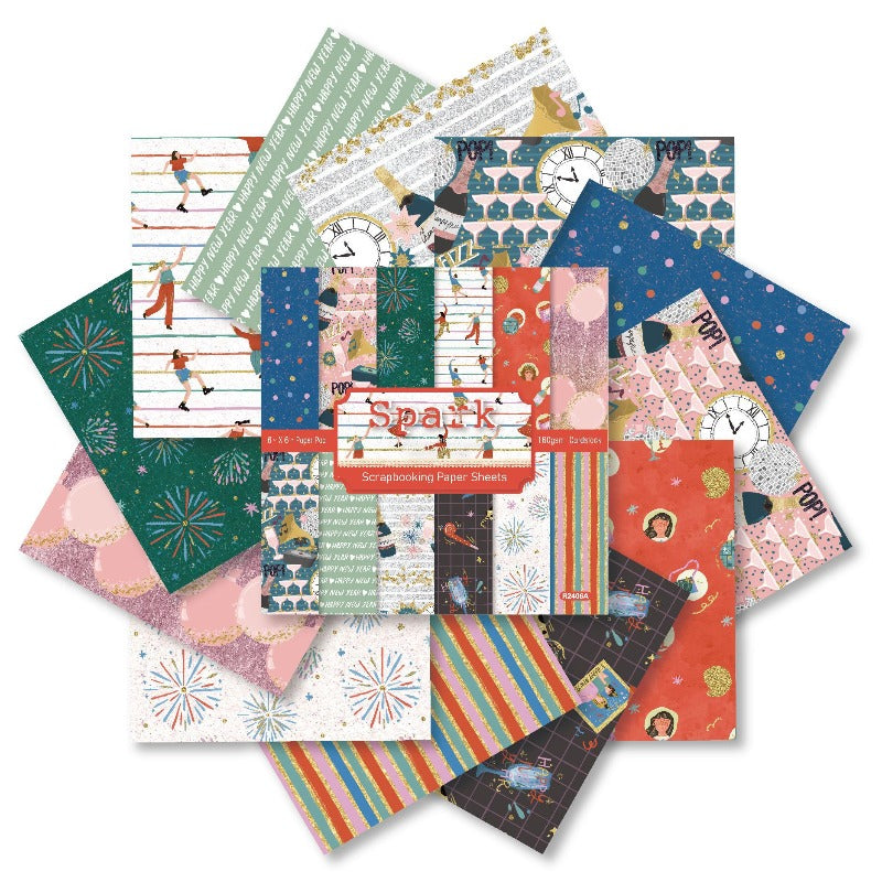 24PCS 6" Spark Scrapbook Paper & Cardstock