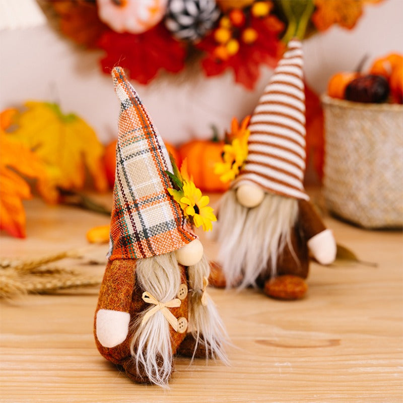 Thanksgiving Plush Doll Decorations with Sunflower Maple Leaves